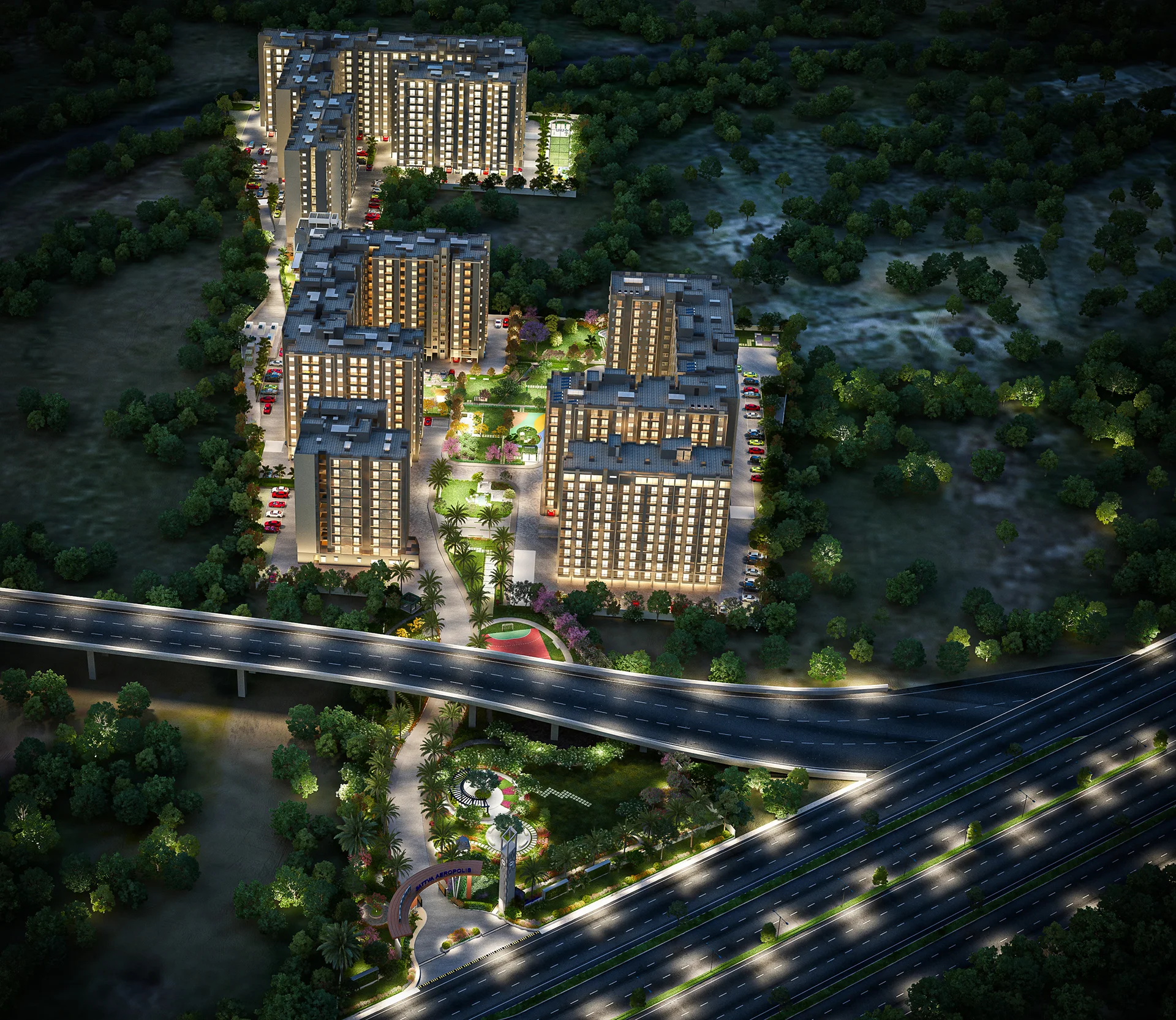 Aerial night view