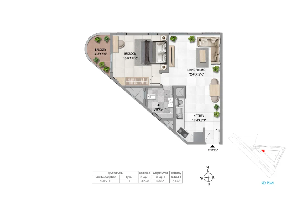 1BHK 1T