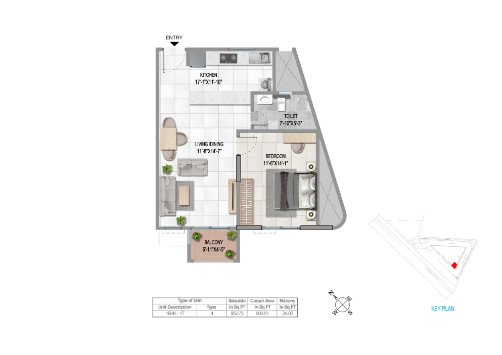1BHK Type 4